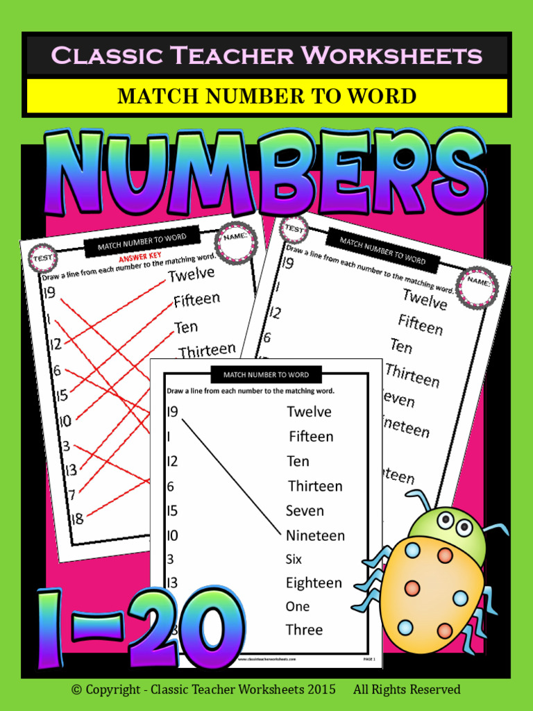 Classic Teacher Worksheets: Match Number To Word | PDF
