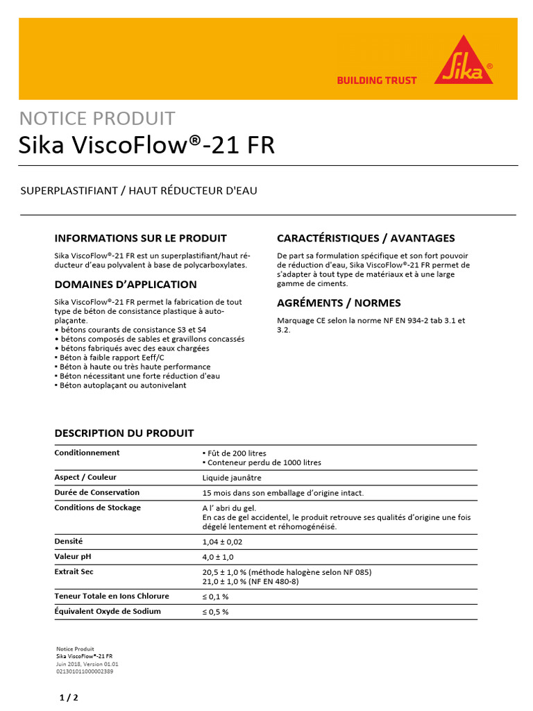 FR Sika Viscoflow 21 FR | PDF | Béton | Matériaux