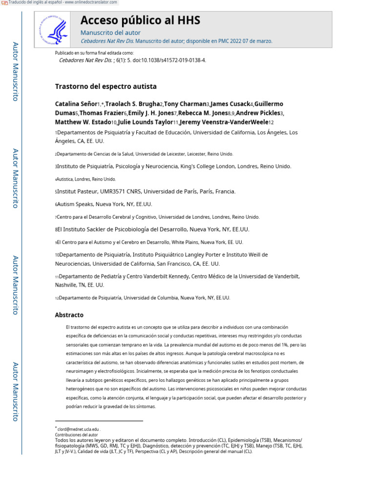 TEA ACTUAL - Es | PDF | Espectro autista | Desorden hiperactivo y ...