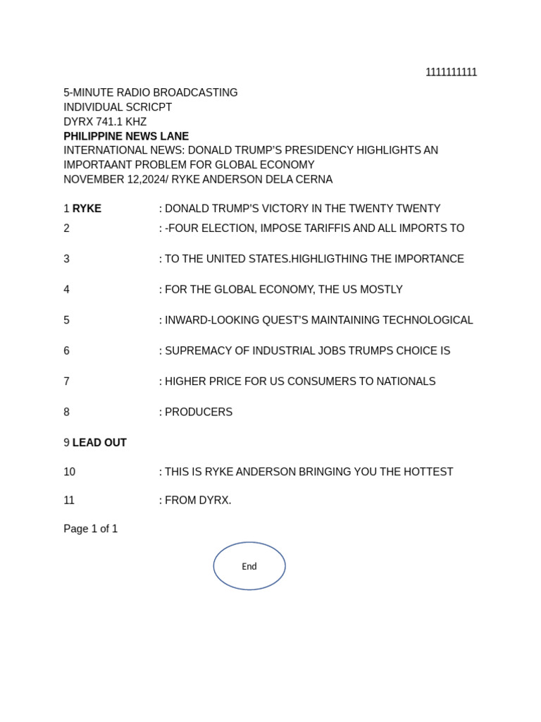 Individual Script For International News | PDF