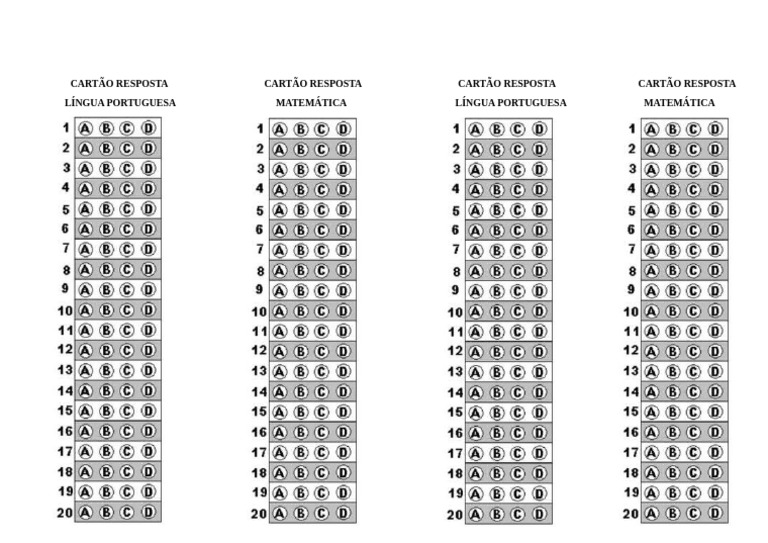 Cartão Resposta: Língua e Matemática | PDF