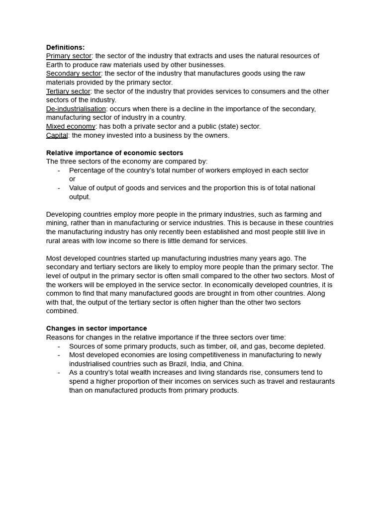 Understanding Economic Sectors and Changes | PDF | Tertiary Sector Of ...
