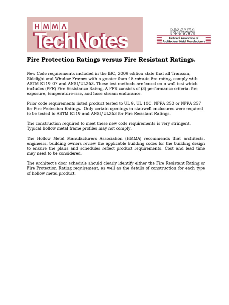 Hmma-820 tn-04-21 Fire Protection Versus Fire Resistant Rating Final | PDF