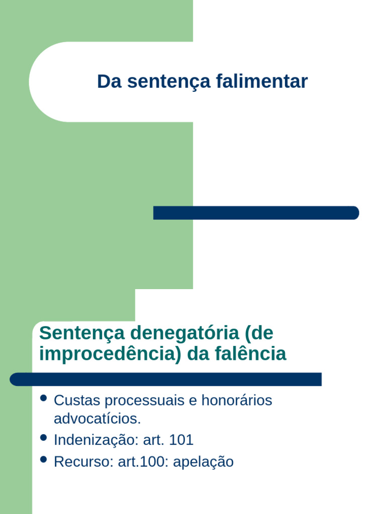 Sentença Falimentar e Efeitos Da Falência | PDF | Falência | Sentença ...