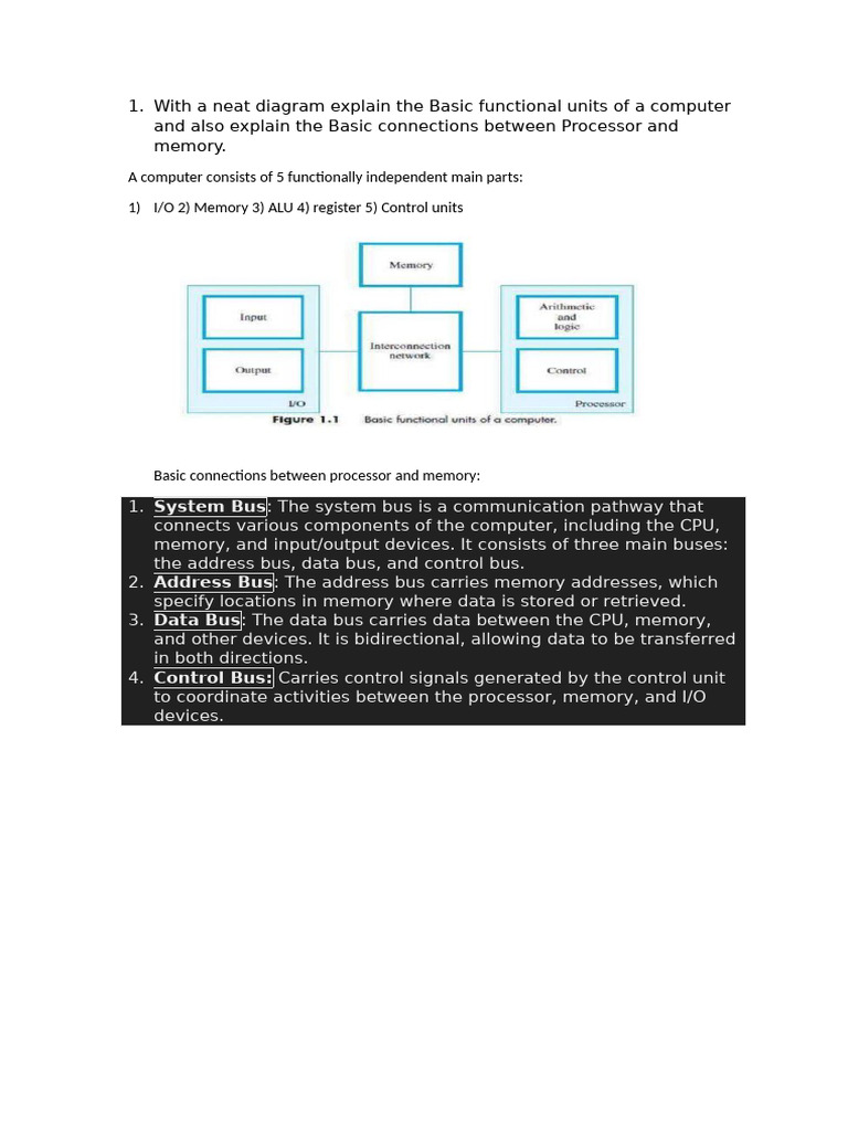 With A Neat Diagram Explain The Basic Functional Units of A Computer ...