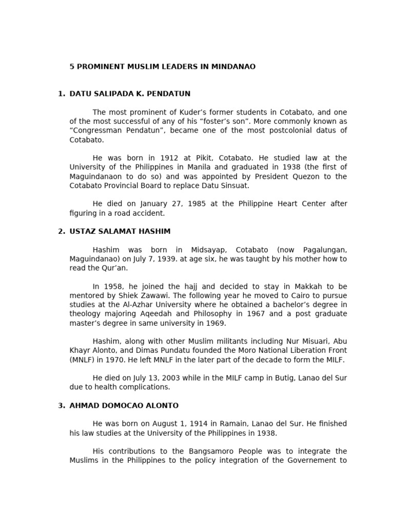 5 MUSLIM RULERS | PDF | Philippines