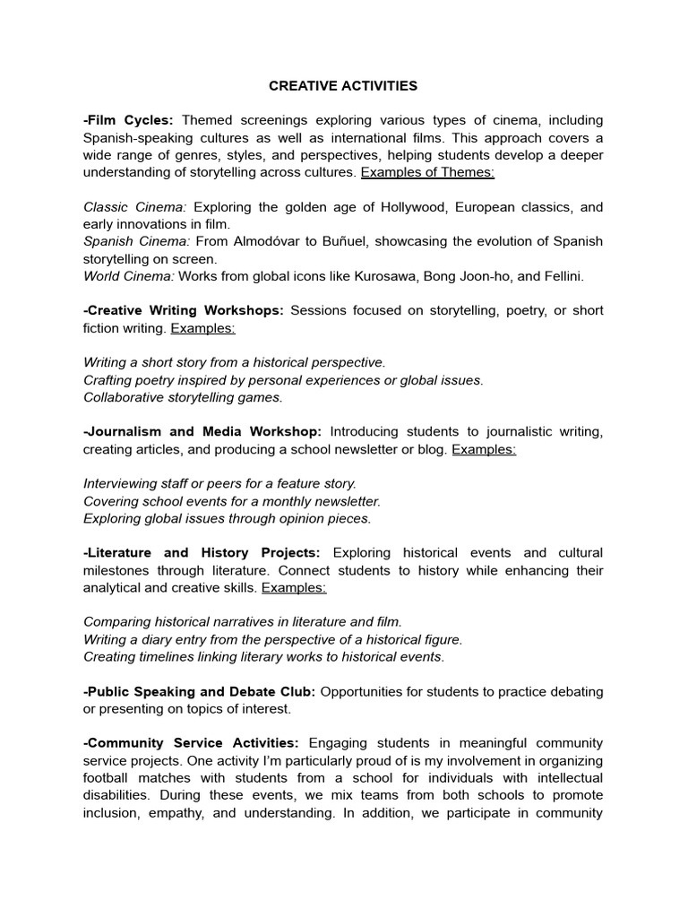 Creative Engagement for Students | PDF