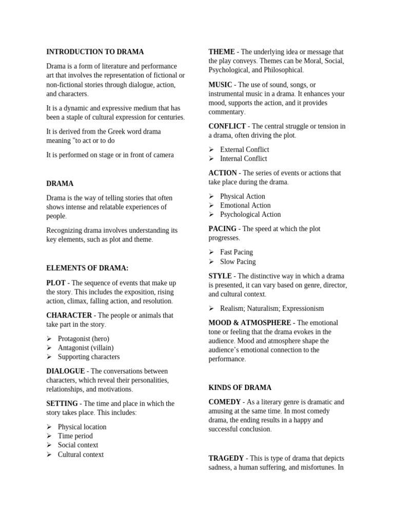 Elements and Types of Drama Explained | PDF | Plot (Narrative) | Comedy