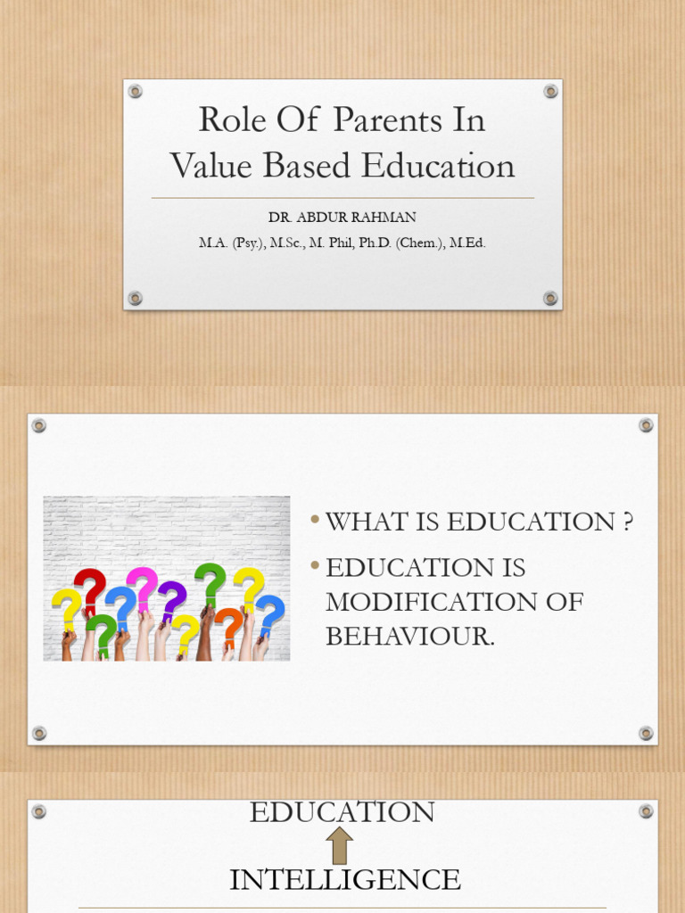 20th AMC - Role of Parents in Value Based Education - Dr. Abdul Rahman ...