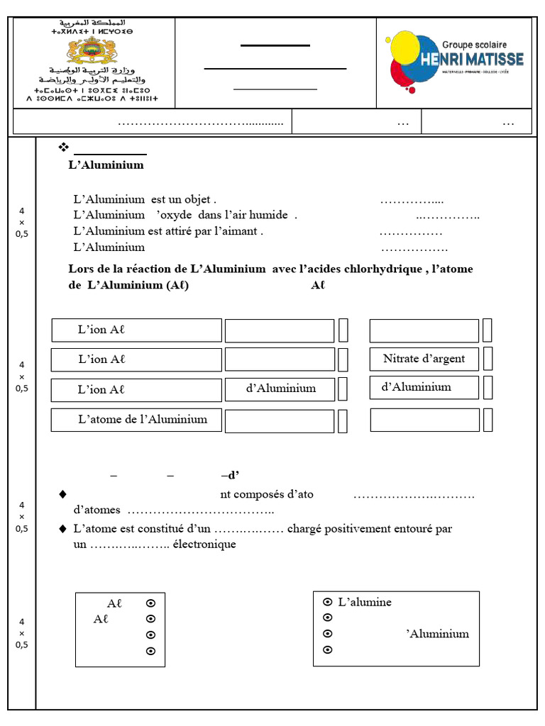 Examen de Physique-Chimie 3APIC | PDF | Ion | Atomes