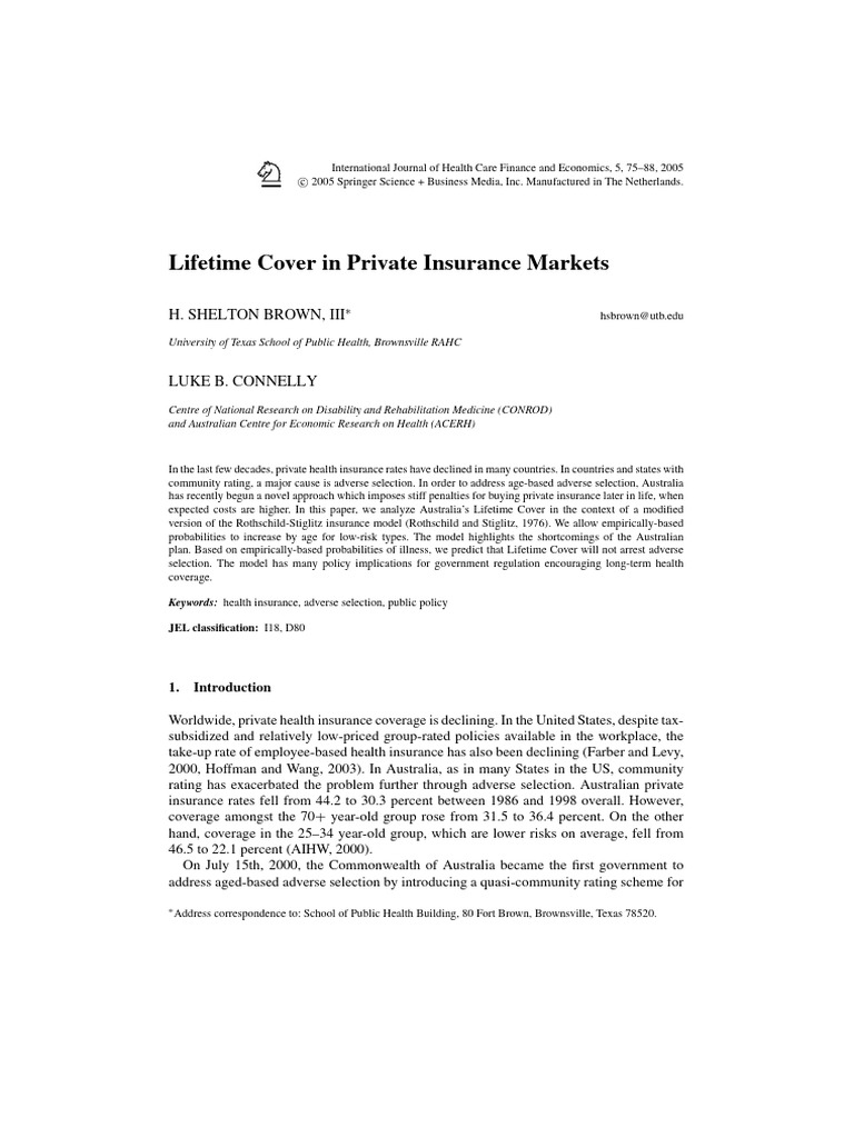 Lifetime Cover in Private Insurance Mark | PDF | Insurance | Utility