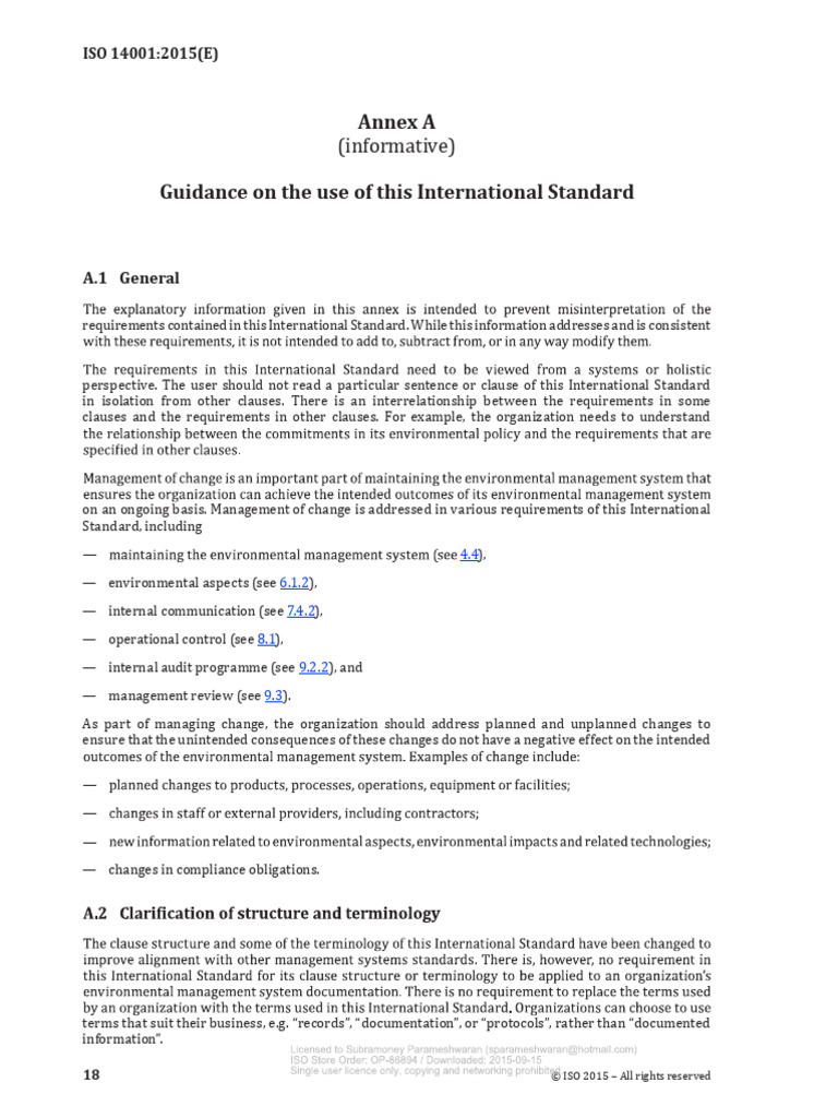 ISO 14001_2015 Annex | PDF | Risk | Risk Management