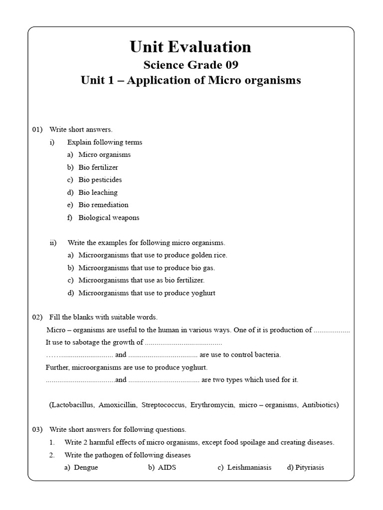 Microorganisms in Grade 9 Science Unit | PDF | Microorganism | Bacteria