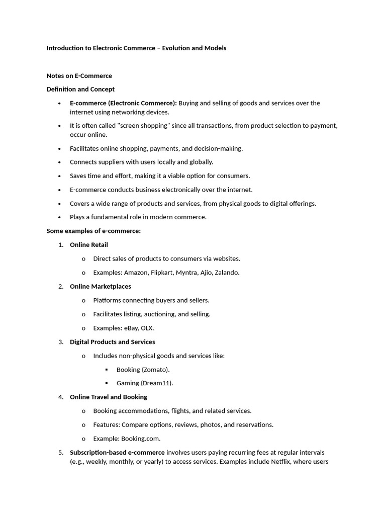 E-Commerce: Evolution, Models, and Functions | PDF | E Commerce ...