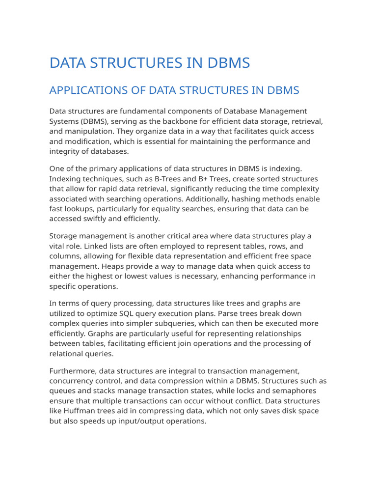Data Structures in DBMS Explained | PDF | Database Index | Databases