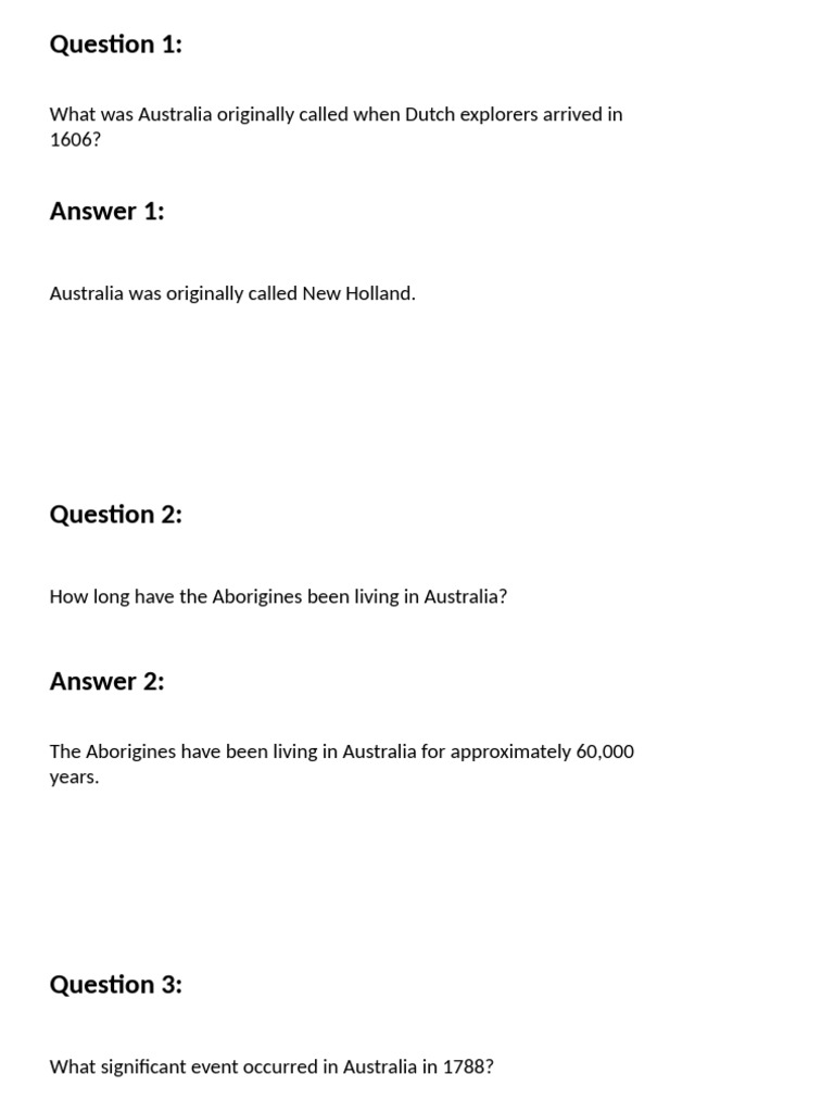 Australia Facts And History Overview Pdf Australia