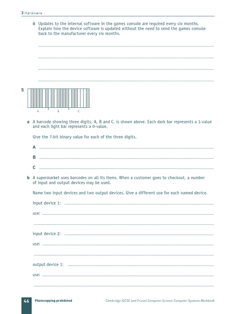 Computer Science Workbook: Hardware Insights | PDF | Barcode | Embedded ...