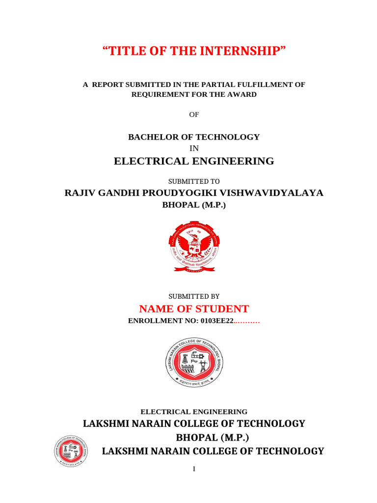 Internship Report in Electrical Engineering | PDF