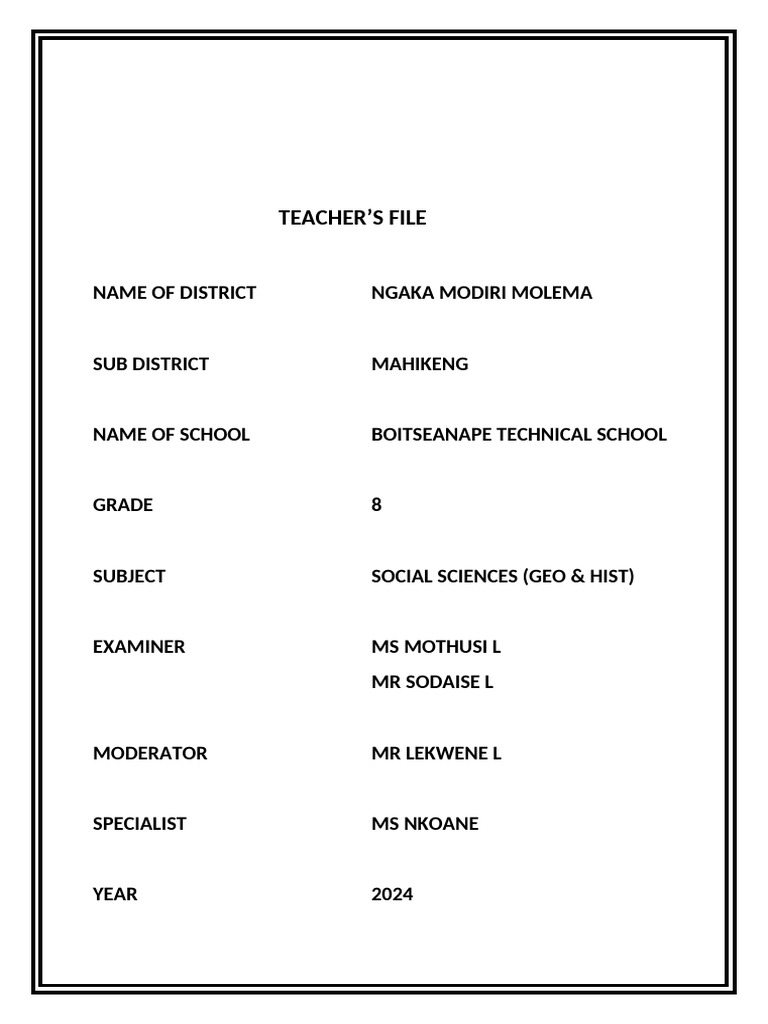 Grade 8 Social Sciences Exam Guide | PDF