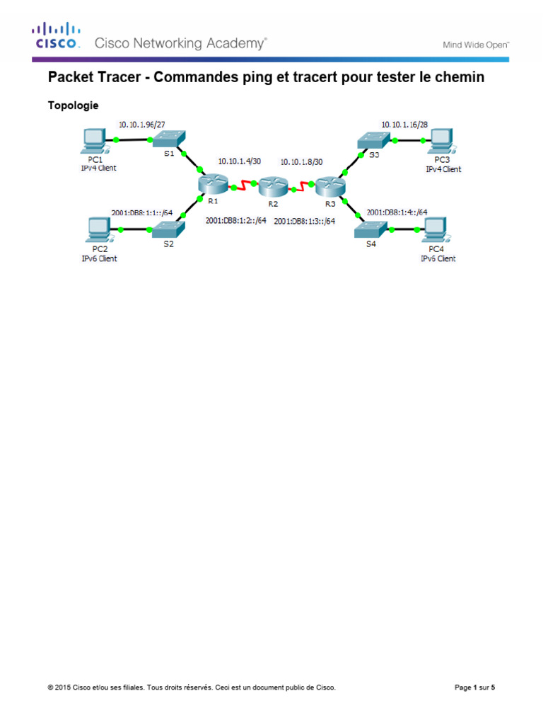Tester la connectivité avec Packet Tracer | PDF | I Pv6 | Adresse IP