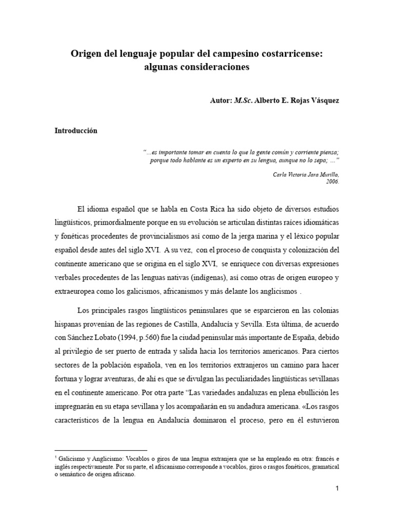 Lenguaje del campesino costarricense | PDF | café | Lengua española