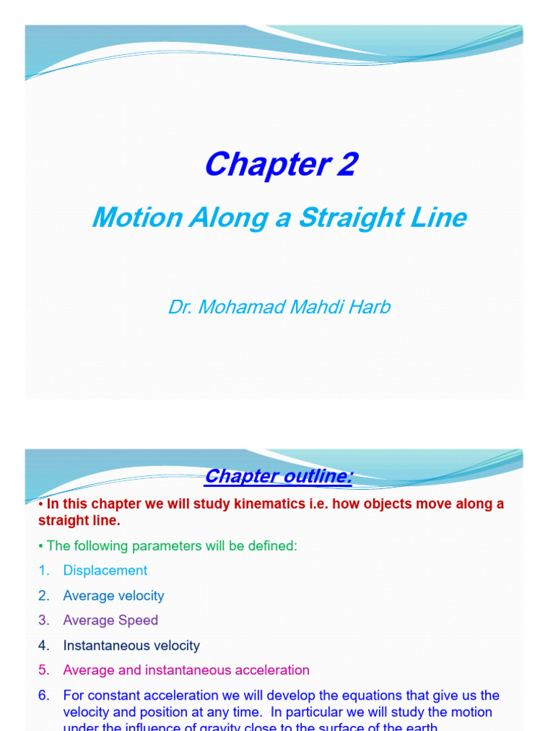 Kinematics of Straight-Line Motion | PDF | Velocity | Kinematics