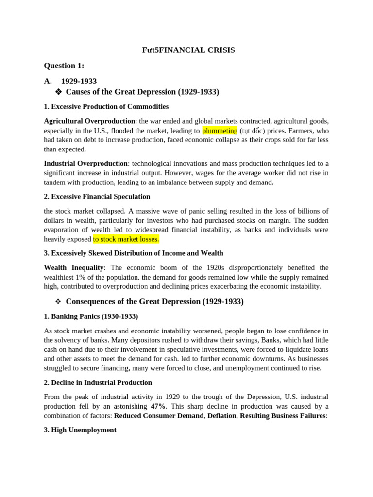 Causes and Consequences of Financial Crises | PDF | Banks | Great ...