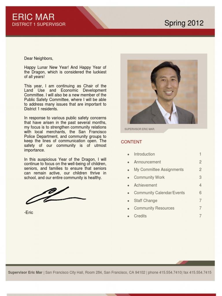 Eric Mar's Community Updates 2012 | PDF | San Francisco | Homelessness