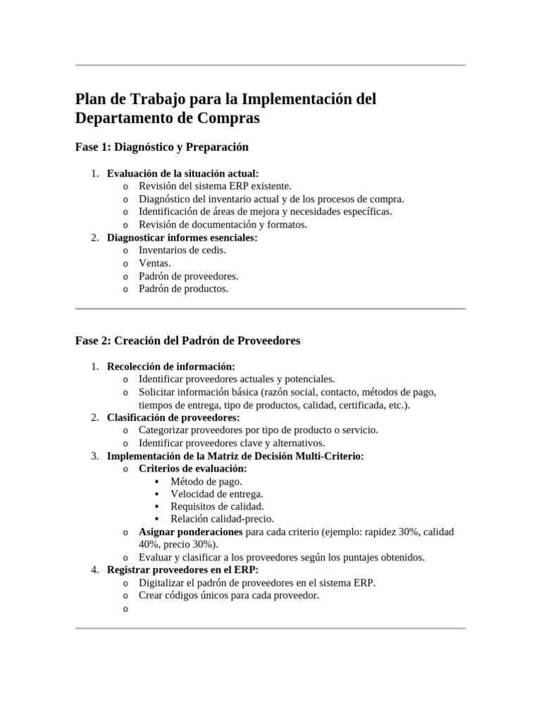 Plan de Trabajo para Compras y ERP | PDF | Planificación de recursos ...