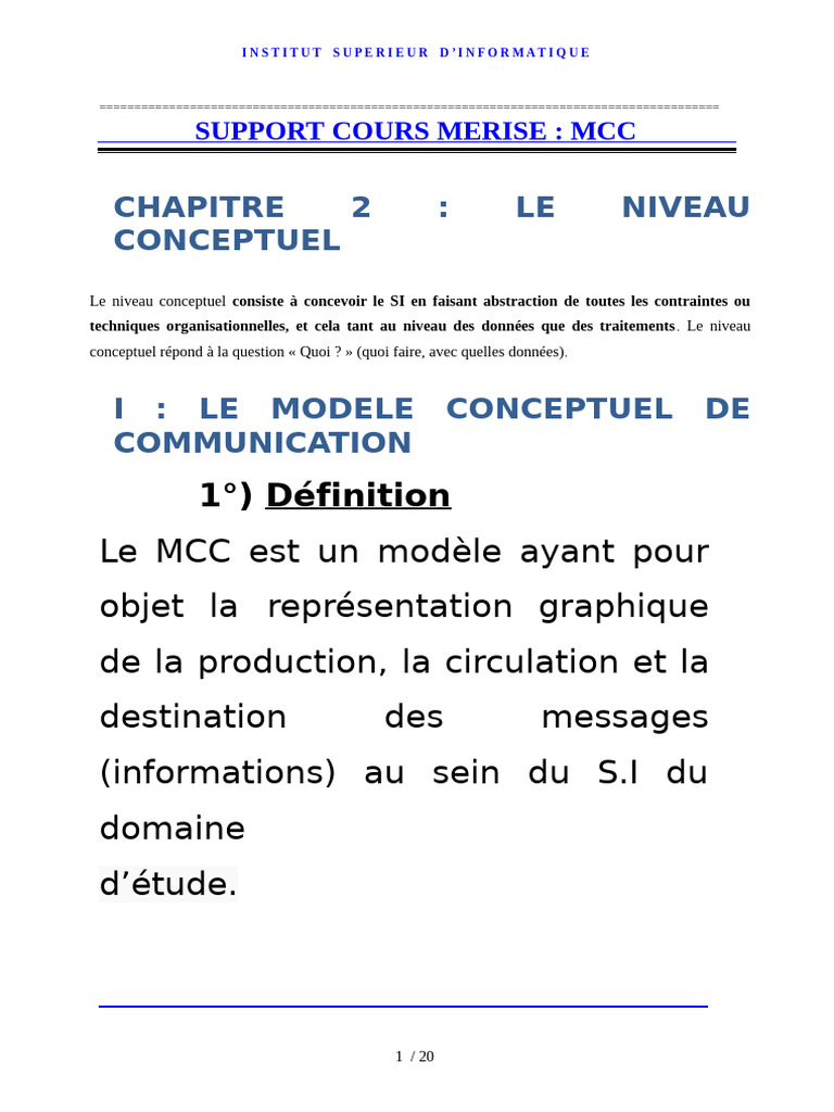 Introduction à la méthode Merise MCC | PDF