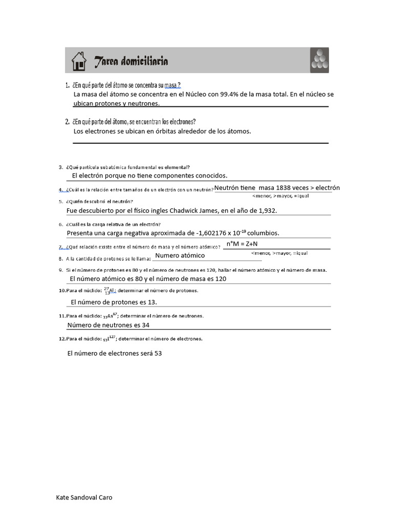 Estructura del átomo y partículas subatómicas | PDF
