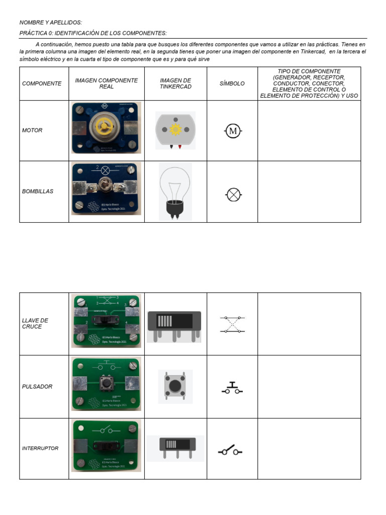 Componentes Eléctricos en Tinkercad | PDF | Generador eléctrico | Cambiar