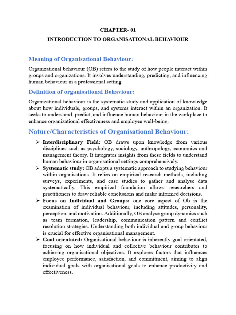 Introduction to Organizational Behaviour | PDF | Organizational ...