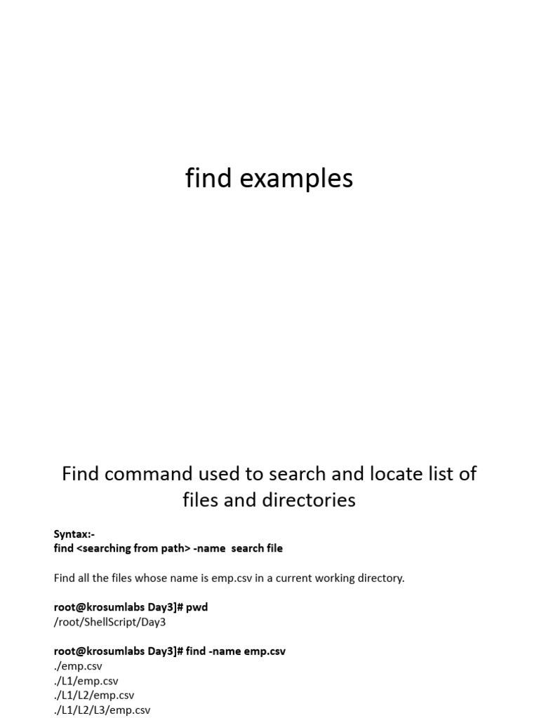 Find Command Usage in Linux | PDF | Computer File | Software