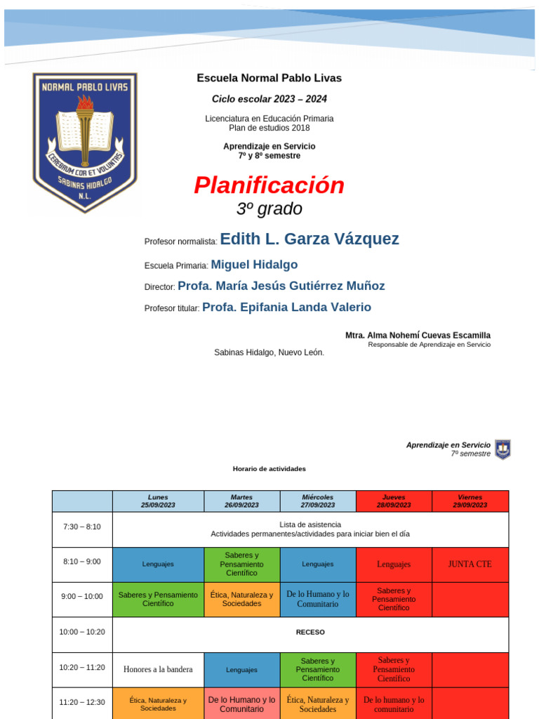 Planificación Didáctica 3° Grado 2023-2024 | PDF | Evaluación | Plan de ...