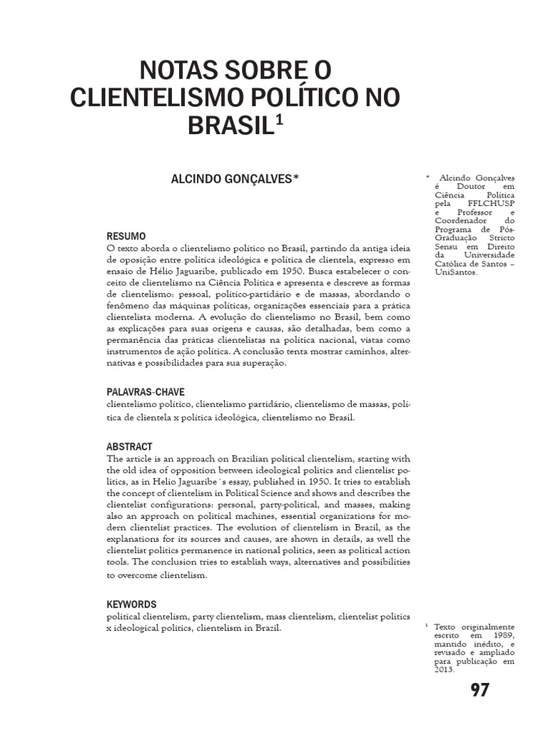 Clientelismo Político no Brasil: Análise e Evolução | PDF | Estado ...