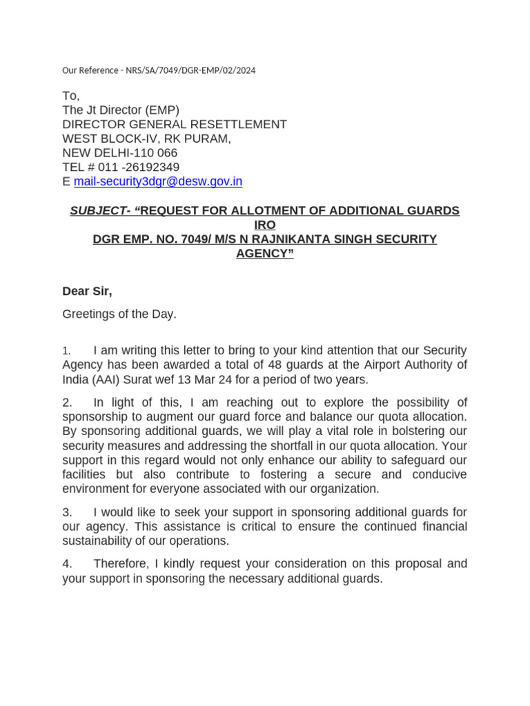 Request for Additional Security Guards | PDF
