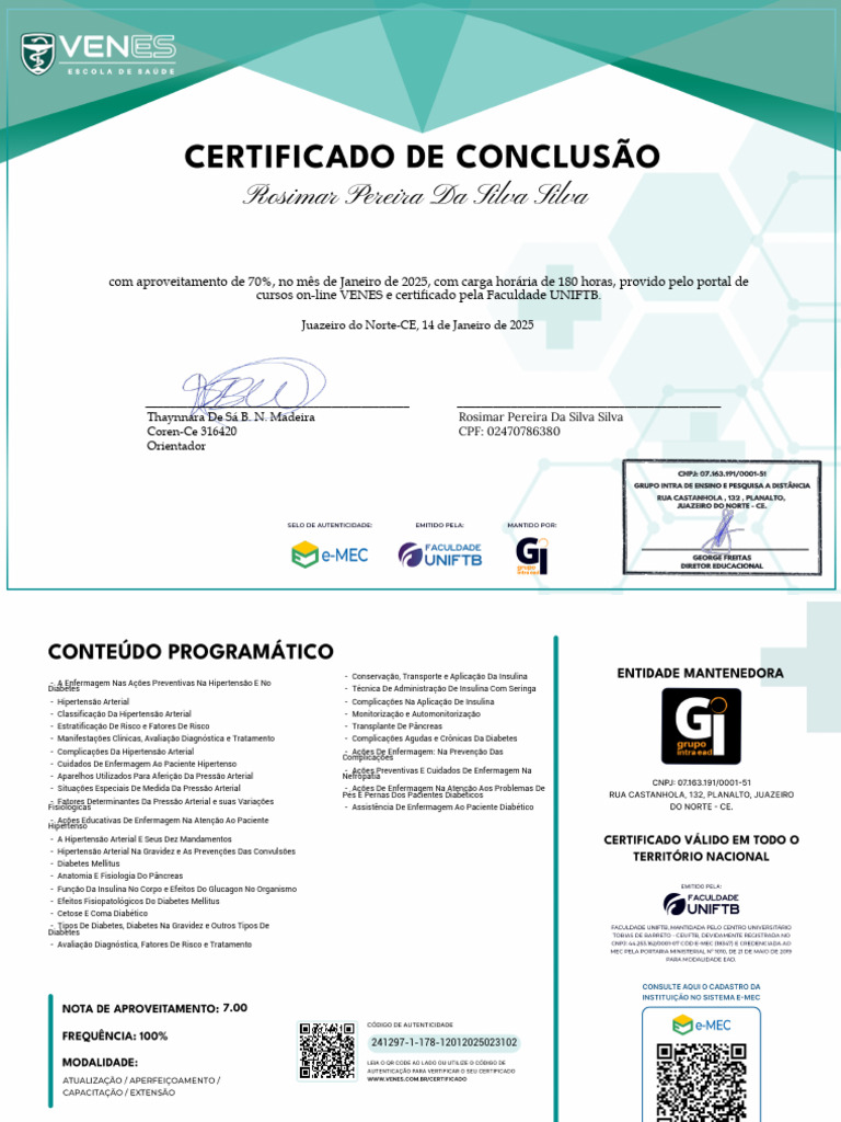 Curso de Enfermagem em Diabetes e Hipertensão | PDF | Diabetes