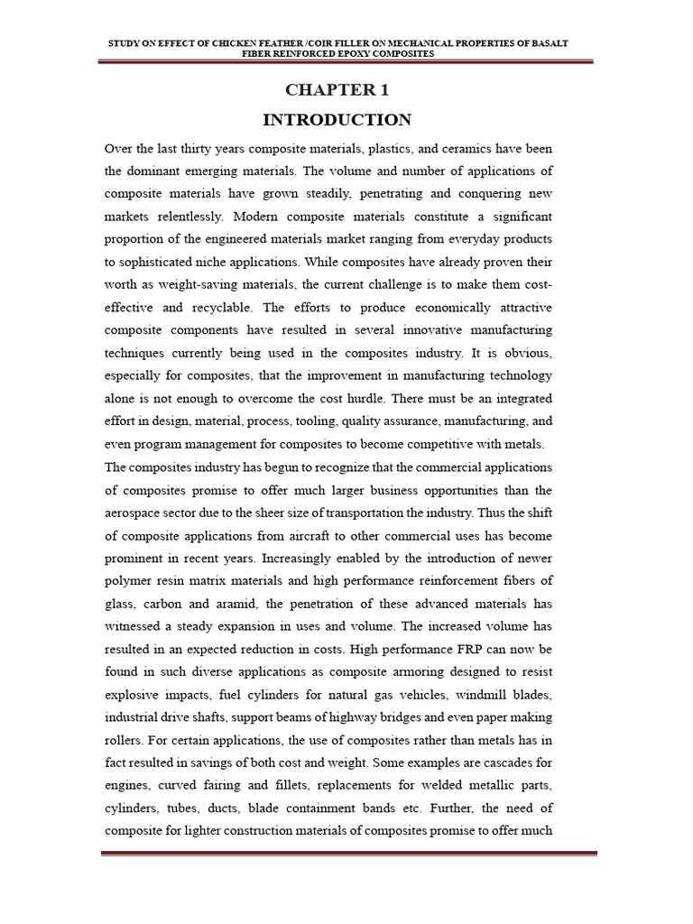 Report On Chicken Fethers Reinforced Baselt Fiber Composite 2024 | PDF ...
