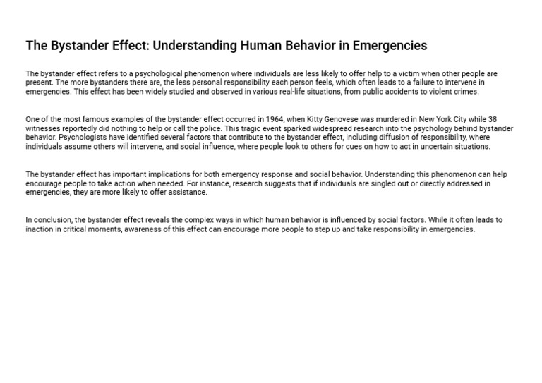 Understanding the Bystander Effect | PDF