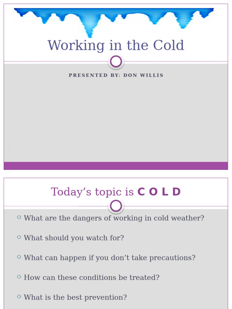 Cold Weather Work Safety Guide | PDF | Hypothermia | Physiology