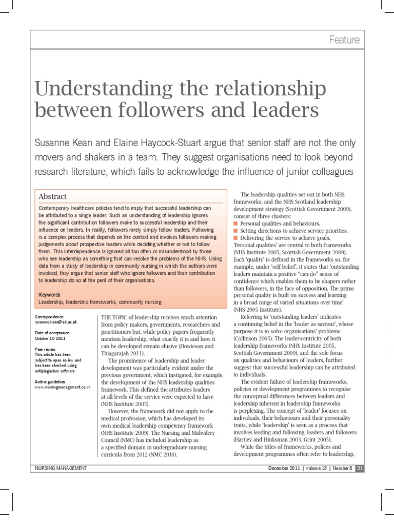 Understanding The Relationship Between Followers and Leaders | Download ...