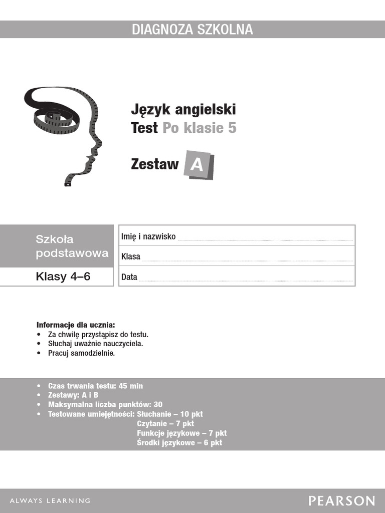 Test Po Klasie 5 A v2 - Popr | PDF