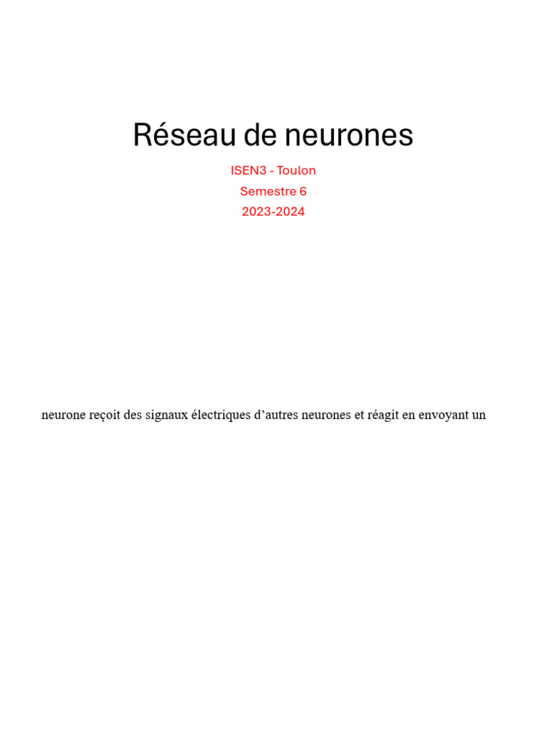 Introduction aux réseaux de neurones | PDF | Réseau de neurones ...
