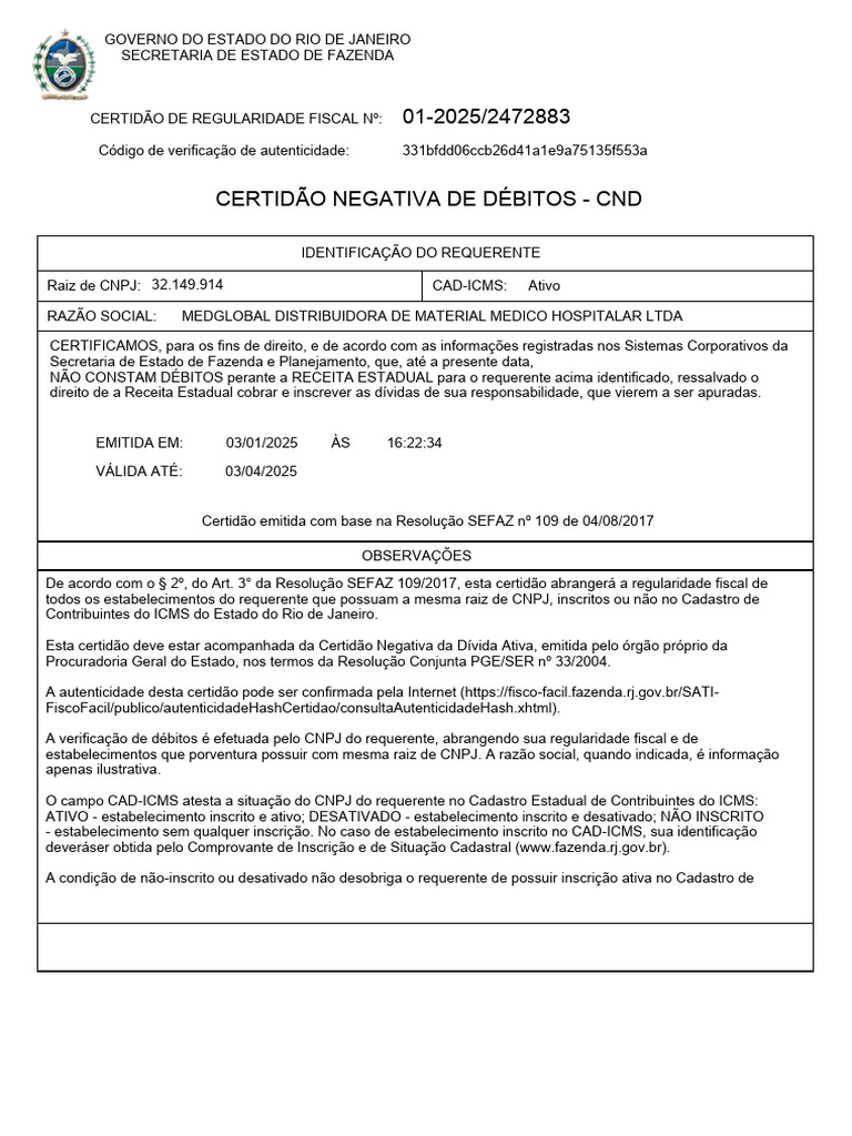 CND ESTADUAL - Val 03.04.2025 | PDF