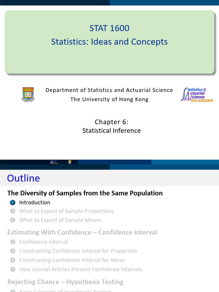 STAT1600 (24-25, 1st) Chapter 6 - Statistical Inference | PDF ...