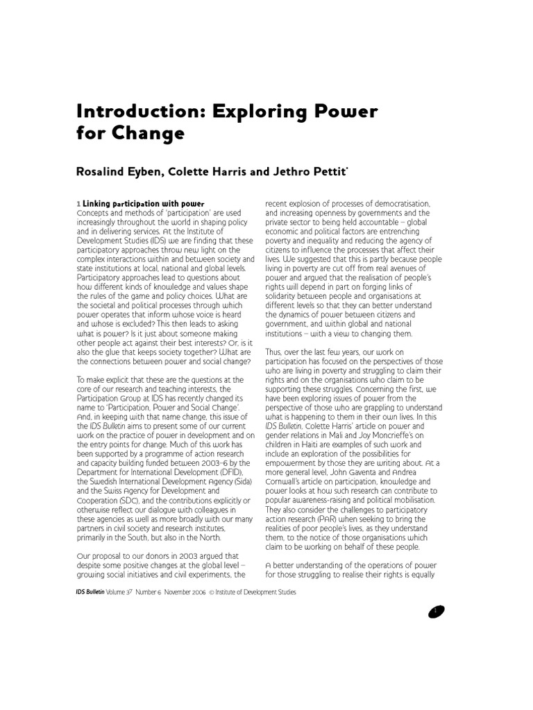Power Dynamics in Participatory Development | PDF | Theory | Social Justice