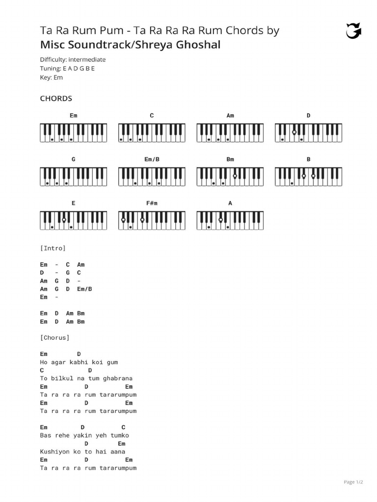Ta Ra Rum Pum - Ta Ra Ra Ra Rum Chords | PDF