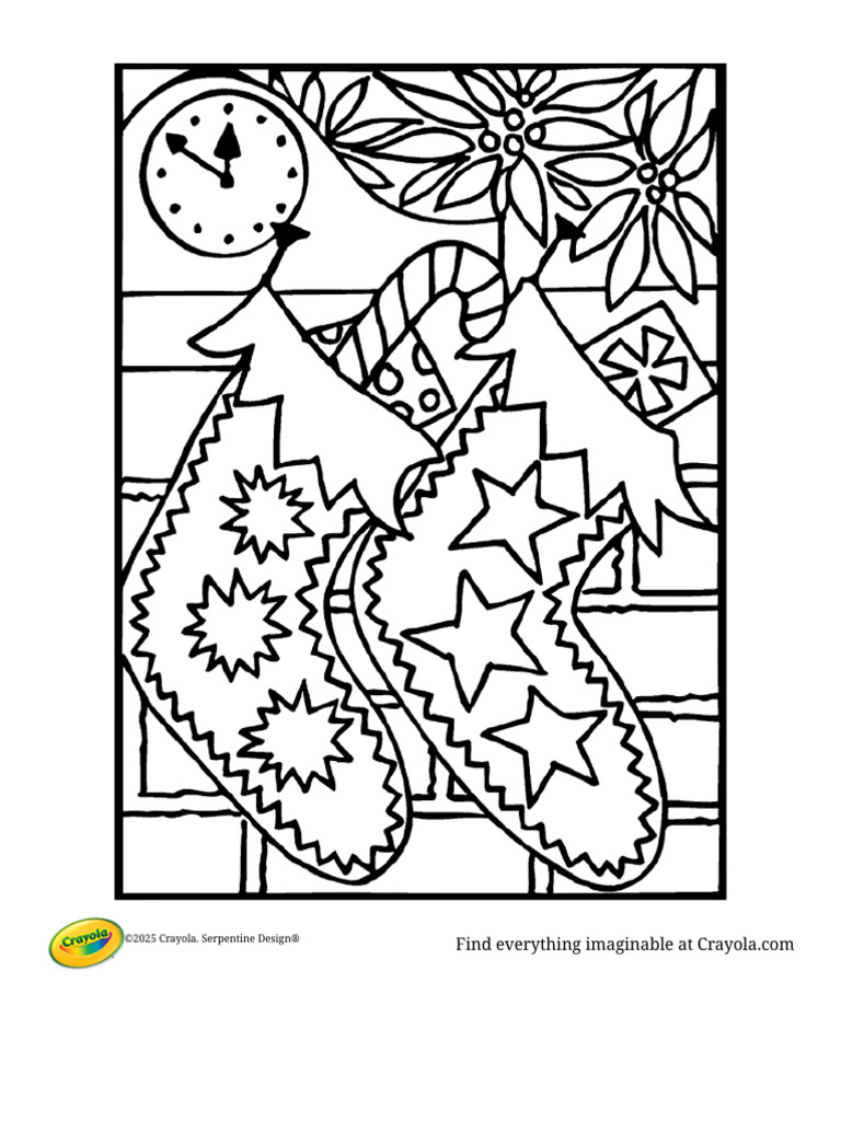 Christmas Stockings Coloring Page For Kids | PDF