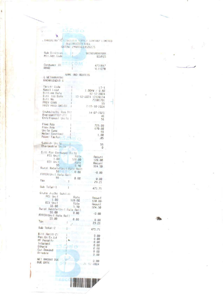 Current Bill | PDF